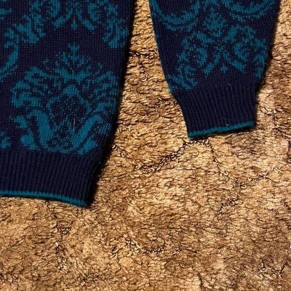 Vintage Cape Cod Sportswear Knit Sweater Crewneck Navy/Turquoise Medium - Picture 2 of 4